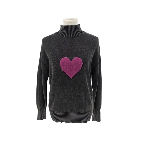 Alison Sheri Womens Grey Sweater With Pink Heart Size S/P Wool & Polyester Blend - Picture 1 of 12